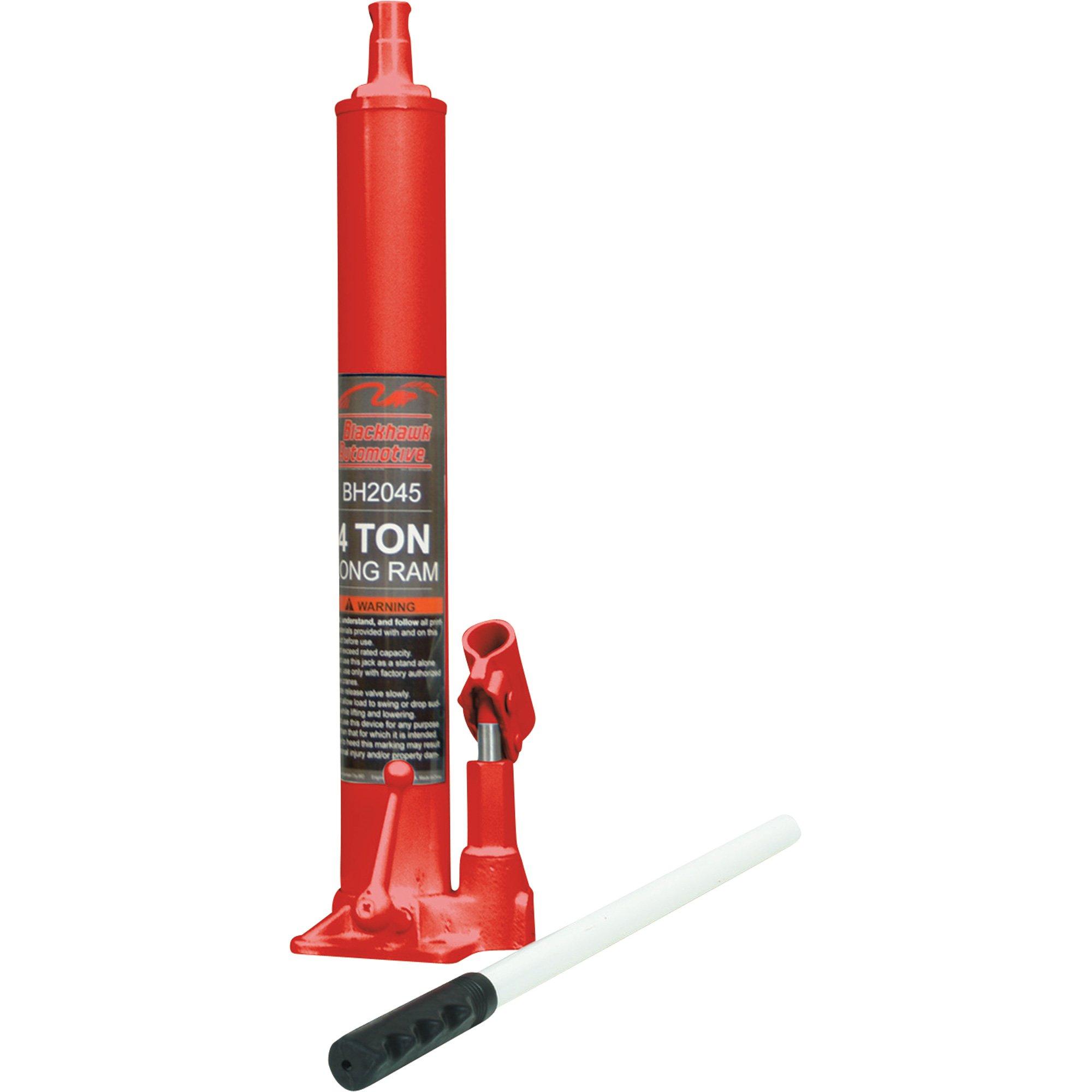 Blackhawk Automotive 4-Ton Long Ram Manual/Hydraulic Jack — Single Piston, Flat Base, Model# BH2045